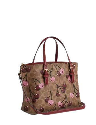 Coach Mollie Tote Bag 25 In Signature Canvas With Cherry Print