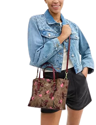 Coach Mollie Tote Bag 25 In Signature Canvas With Cherry Print