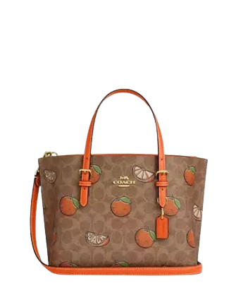 Coach Mollie Tote Bag 25 In Signature Canvas With Orange Print