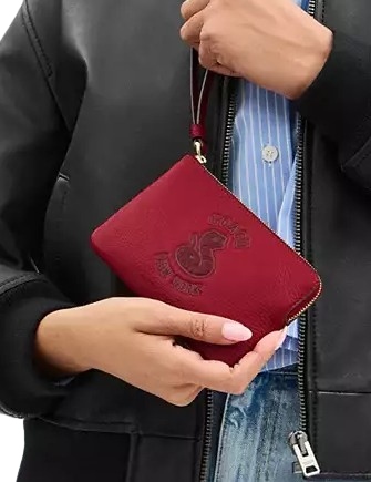 Coach New Year Corner Zip Wristlet With Snake Graphic