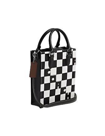 Coach North South Mini Tote With Checkerboard Print