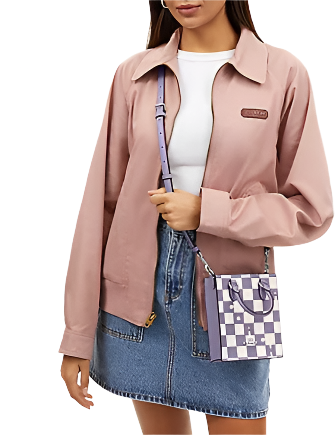 Coach North South Mini Tote With Checkerboard Print