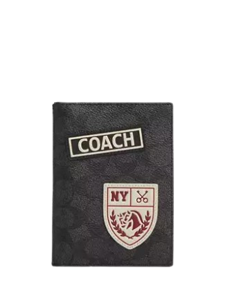 Coach Passport Card Case In Signature Canvas With Patches