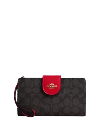 Coach Phone Wallet In Signature Canvas