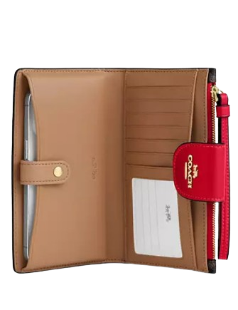 Coach Phone Wallet In Signature Canvas