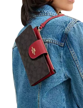 Coach Phone Wallet In Signature Canvas