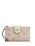 Coach Phone Wallet In Signature Canvas With Floral Print