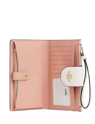 Coach Phone Wallet In Signature Canvas With Floral Print