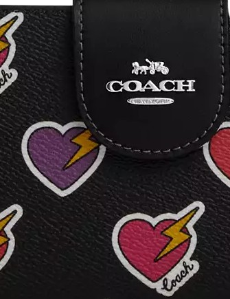 Coach Phone Wallet With Heart Bolt Print