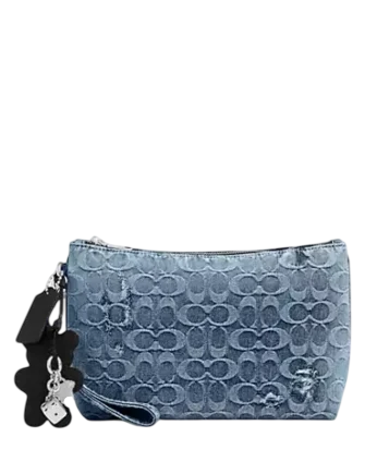 Coach Pouch In Loved Signature Denim With Charms