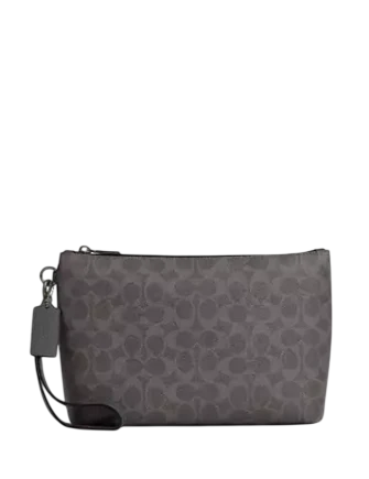 Coach Pouch In Signature Canvas Grey Charcoal