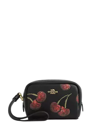 Coach Pouch Wristlet With Cherry Print
