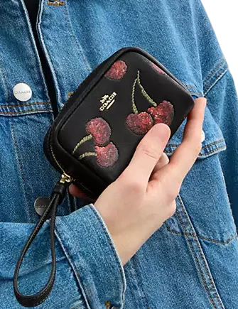 Coach Pouch Wristlet With Cherry Print