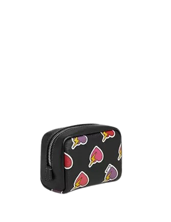 Coach Pouch Wristlet With Heart Bolt Print