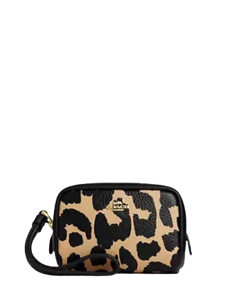 Pouch Wristlet With Leopard Print