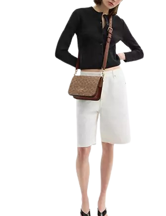 Coach Quinn Bag In Signature Canvas With Floral Chain