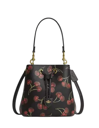 Coach Rowan Bucket Bag With Cherry Print