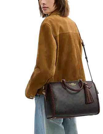 Coach Rowan Large Satchel Bag In Signature Canvas With Fringe
