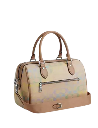 Coach Rowan Satchel Bag In Rainbow Signature Canvas