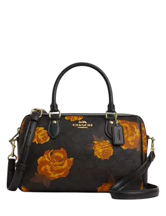 Coach Rowan Satchel Bag In Signature Canvas With Floral Print