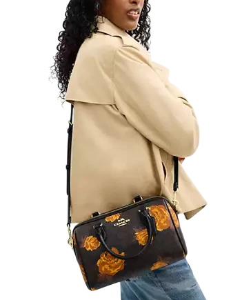 Coach Rowan Satchel Bag In Signature Canvas With Floral Print