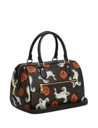 Coach Rowan Satchel Bag In Signature Canvas With Halloween Print