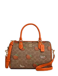 Coach Rowan Satchel Bag In Signature Canvas With Orange Print