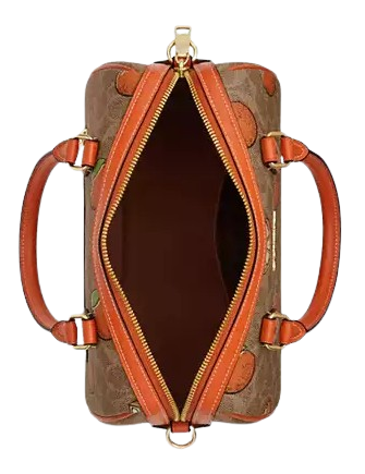 Coach Rowan Satchel Bag In Signature Canvas With Orange Print