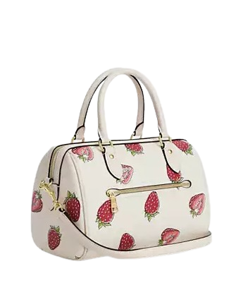 Coach Rowan Satchel Bag With Strawberry Print
