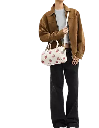 Coach Rowan Satchel Bag With Strawberry Print