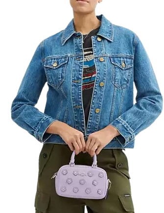 Coach Satchel Crossbody Bag With Floral Applique