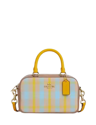 Coach Satchel Crossbody Bag With Plaid Print