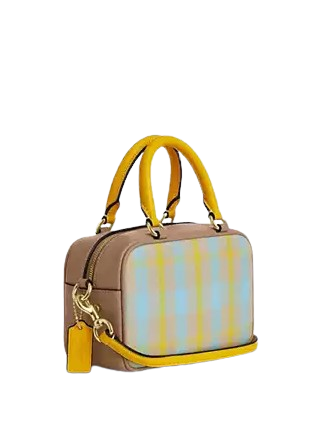 Coach Satchel Crossbody Bag With Plaid Print