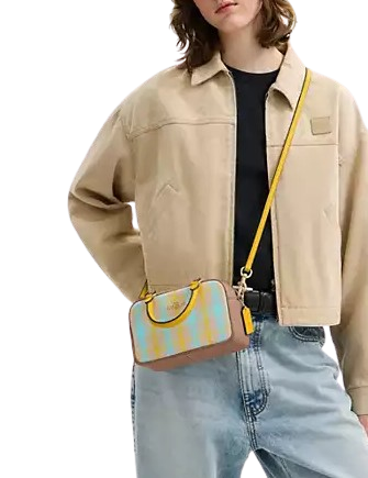 Coach Satchel Crossbody Bag With Plaid Print