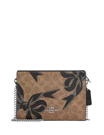Coach Slim Crossbody Bag In Signature Canvas With Bow Print