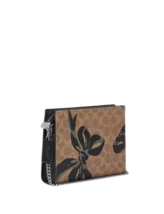Coach Slim Crossbody Bag In Signature Canvas With Bow Print