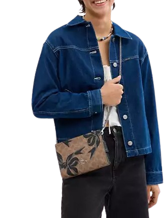 Coach Slim Crossbody Bag In Signature Canvas With Bow Print