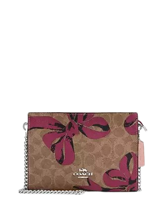 Coach Slim Crossbody Bag In Signature Canvas With Bow Print