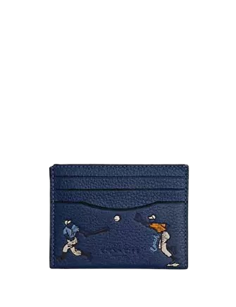 Coach Slim Id Card Case With Baseball Print