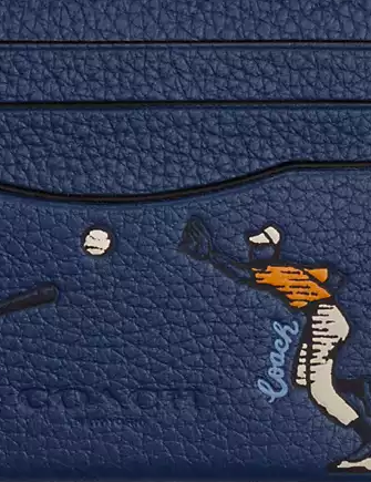 Coach Slim Id Card Case With Baseball Print