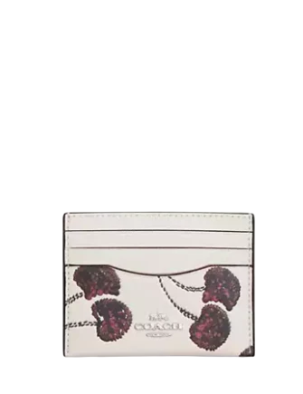 Coach Slim Id Card Case With Cherry Print