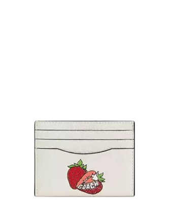 Coach Slim Id Card Case With Strawberry Graphic