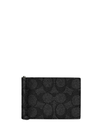 Coach Slim Money Clip Billfold Wallet In Signature Canvas