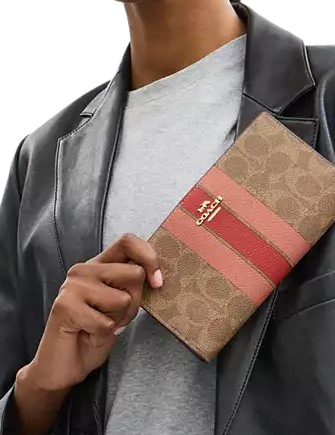 Coach Slim Zip Wallet In Signature Canvas With Stripe