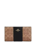 Coach Slim Zip Wallet In Signature Canvas With Stripe