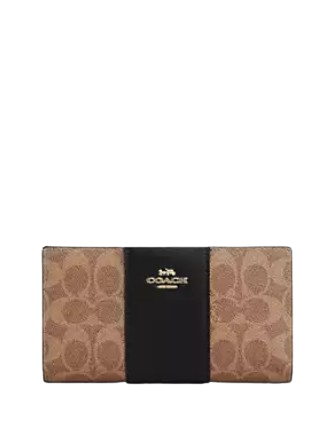 Coach Slim Zip Wallet In Signature Canvas With Stripe