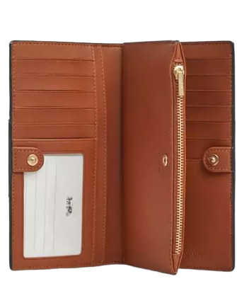 Coach Slim Zip Wallet In Signature Canvas With Stripe