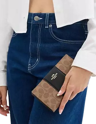 Coach Slim Zip Wallet In Signature Canvas With Stripe