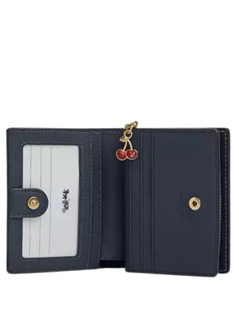 Coach Snap Wallet In Signature Canvas With Cherry Print