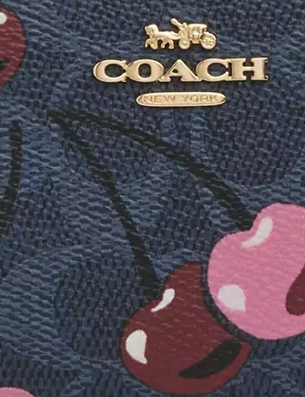 Coach Snap Wallet In Signature Canvas With Cherry Print